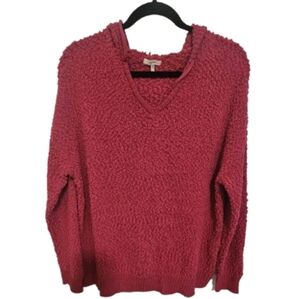 Maurices Hot Pink Nubby Knit Hoodie